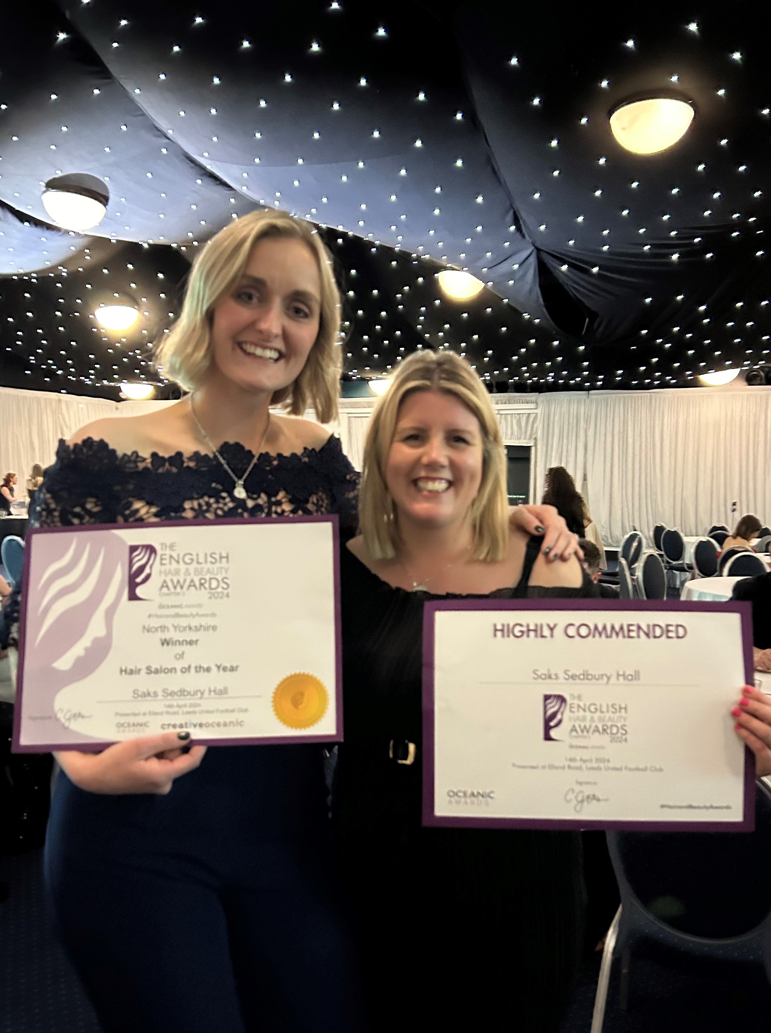 The Saks Sedbury hall team winning 2024 HAIR SALON OF THE YEAR 