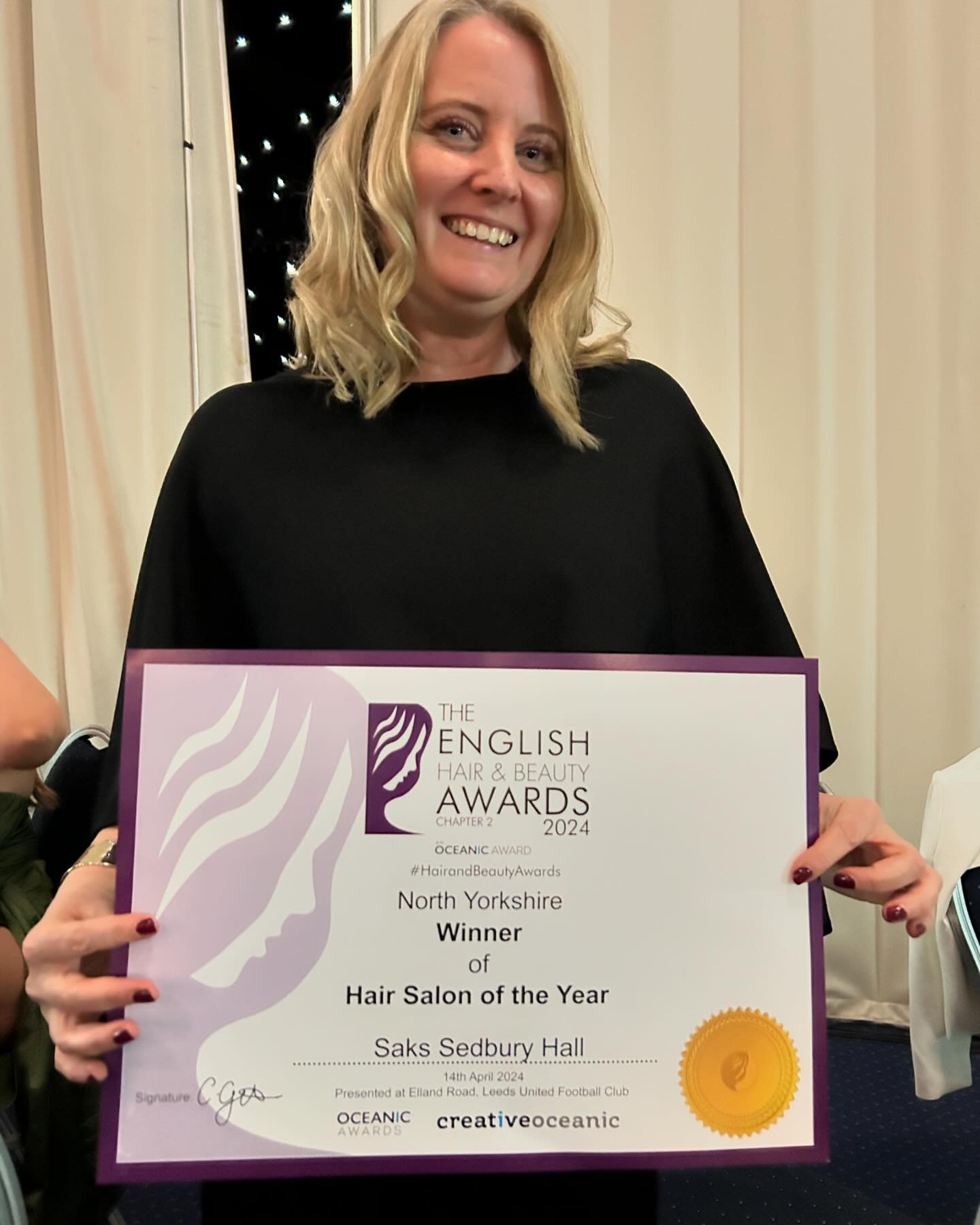 Anna winning 2024 HAIR SALON OF THE YEAR 