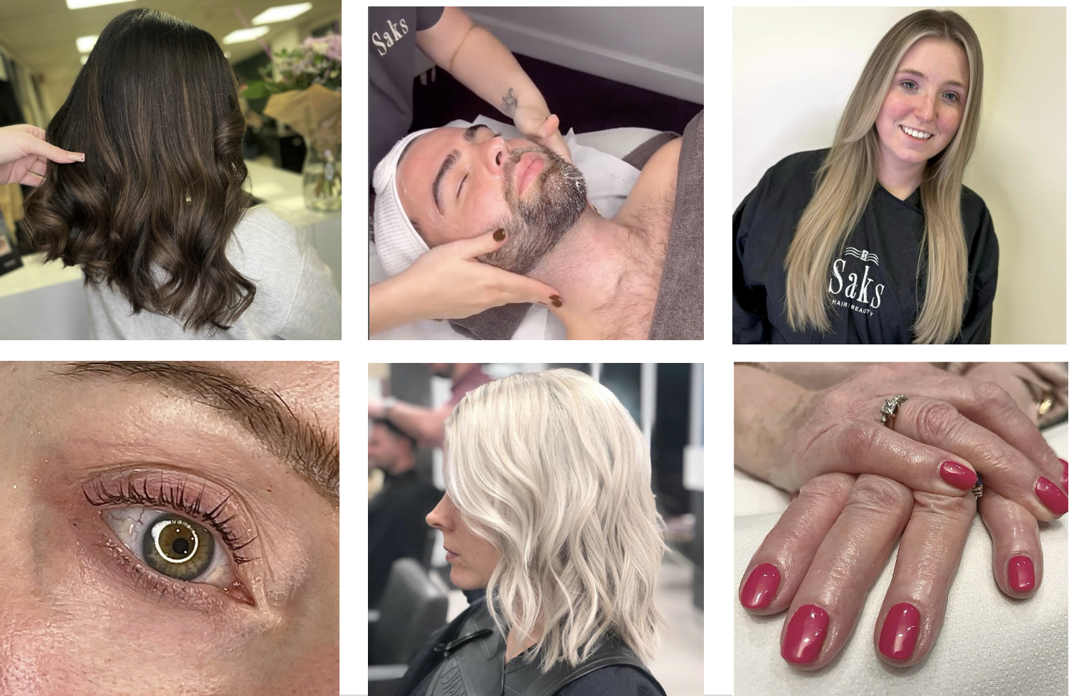 Montage of hair and beauty at Saks Cheadle salon