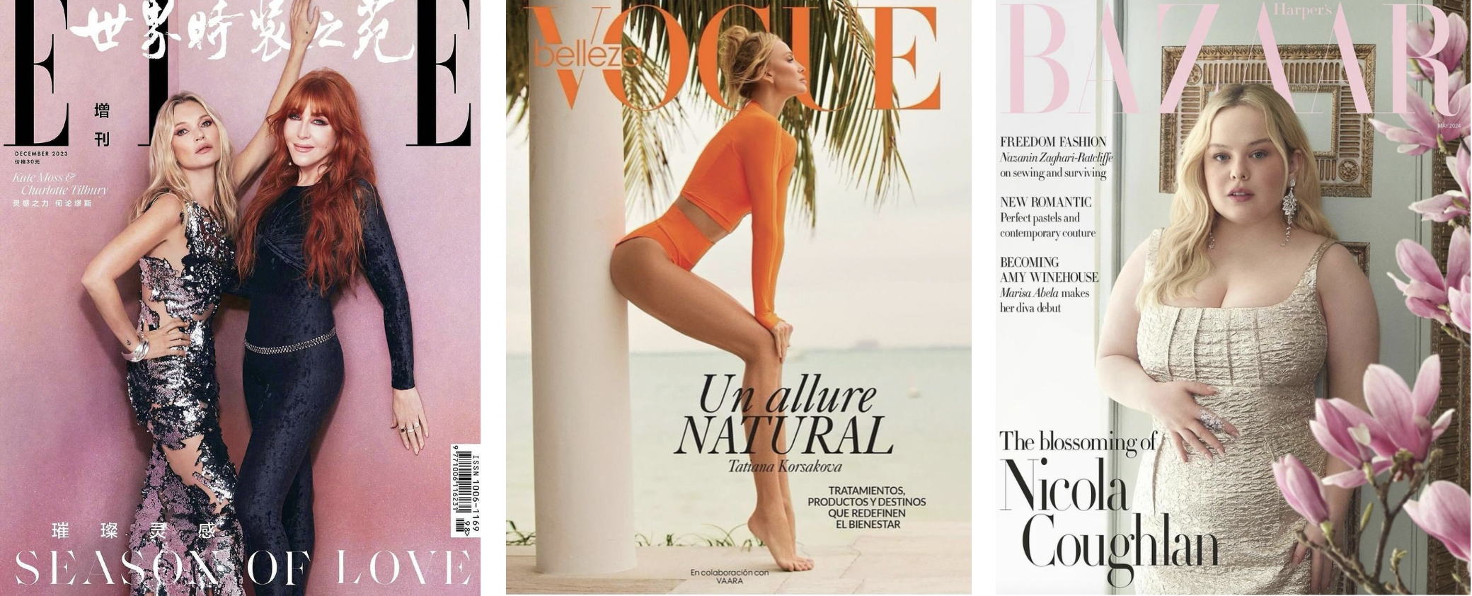 Covers for Charlotte Tilbury, Tatiana Korsakova and Nicola Coughlan hair done by Saks' creative director Luke Pluckrose. 