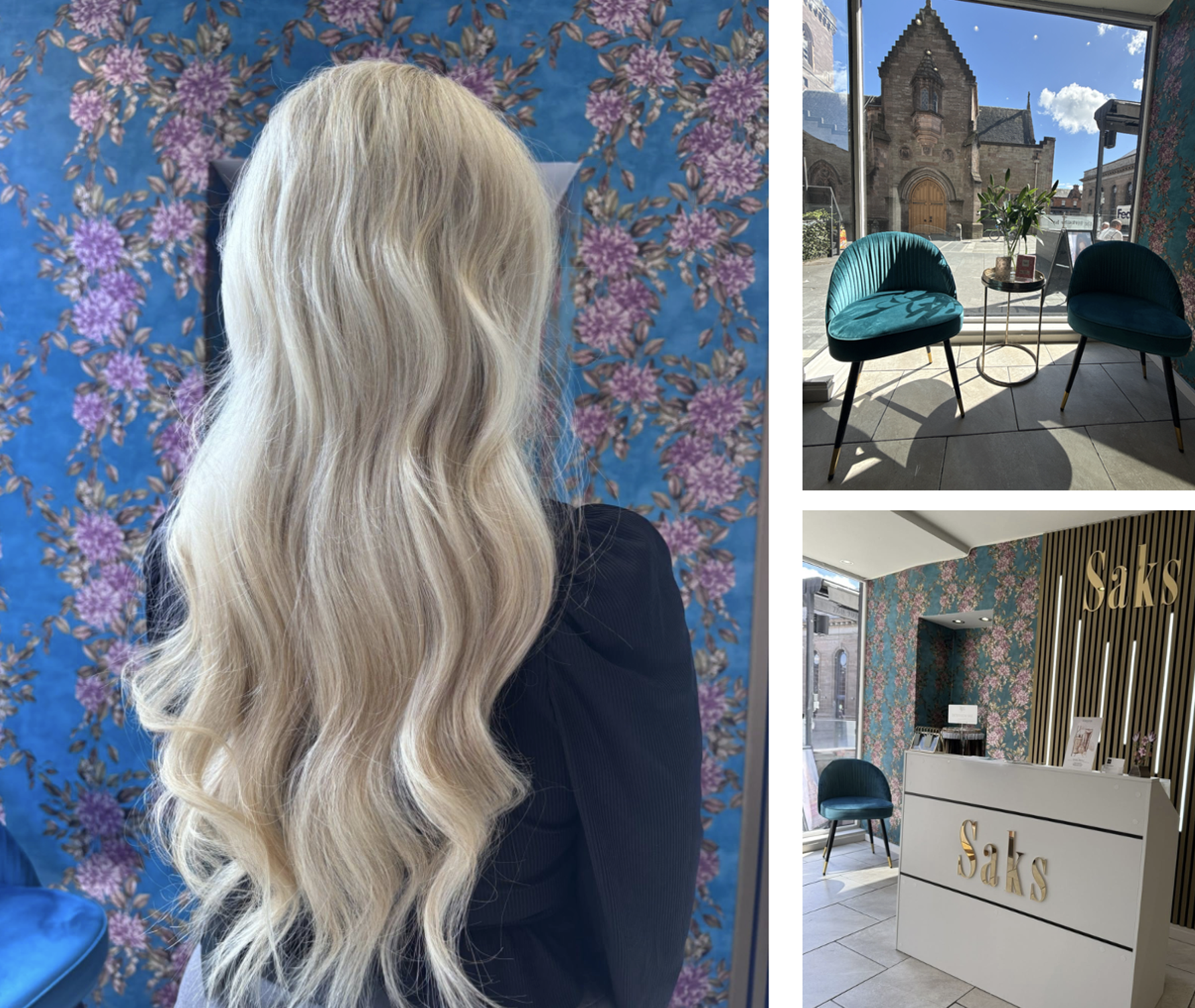 Blonde hair and salon interior at Saks Perth