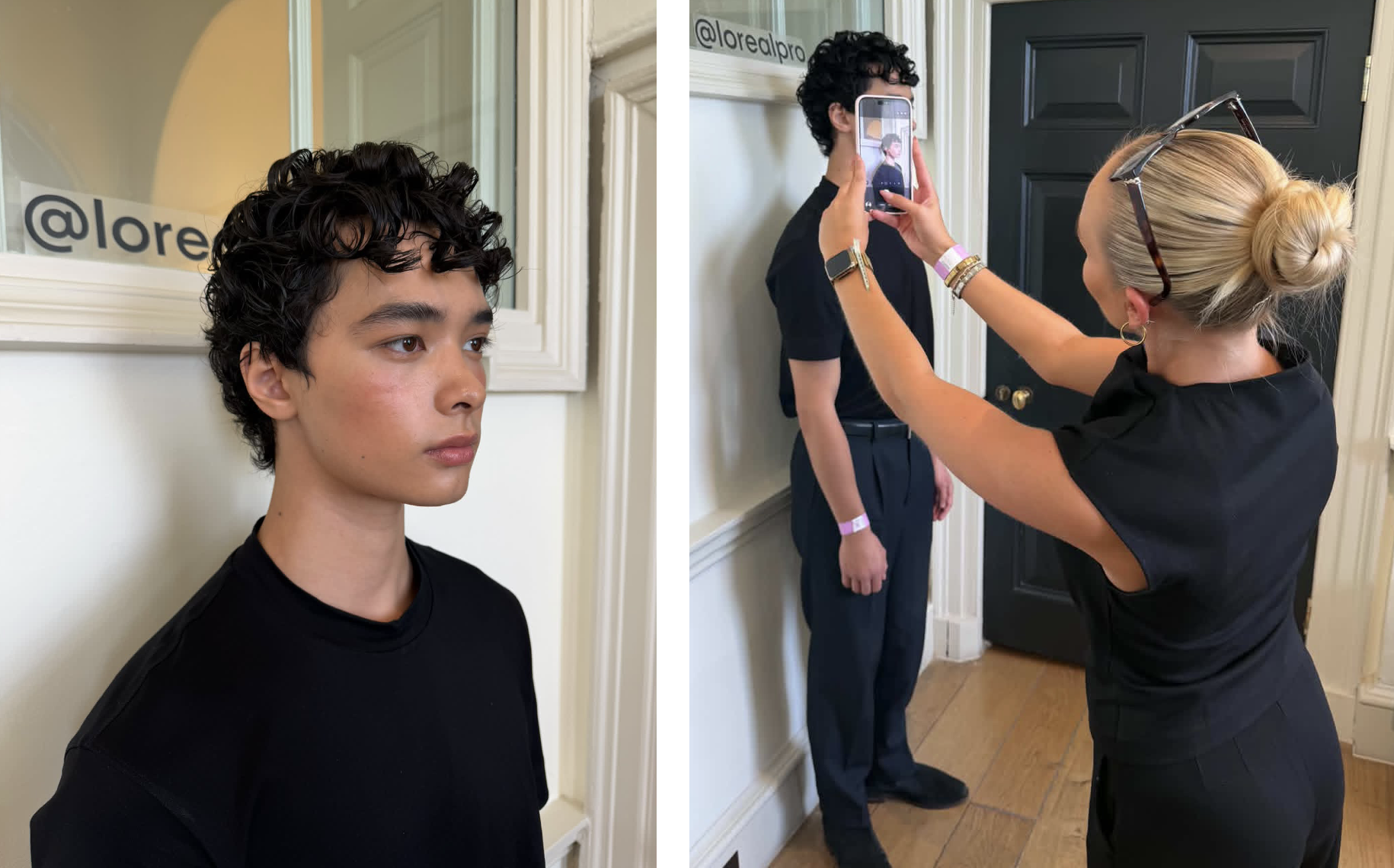 Saks Doncaster styist Jess backstage at BCU LFW show